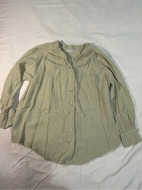 4Our Dreamers Olive Gauze Button-Up